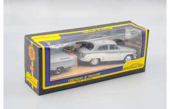 МОСКВИЧ-407 (deagostini) с прицепом "Скиф-М" серый,серый прицеп