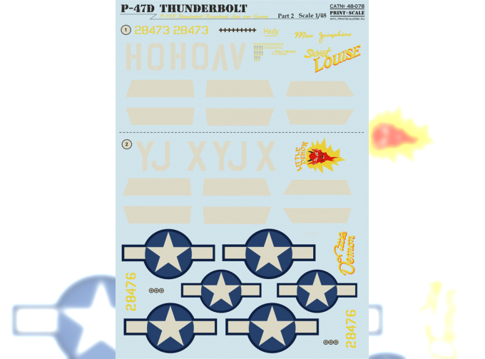 Декаль P-47D Thunderbolt Razorback Aces over Europe Part 2