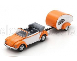 VOLKSWAGEN Beetle Cabriolet With Caravan Trailer (1960), Orange White