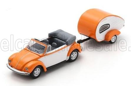 VOLKSWAGEN Beetle Cabriolet With Caravan Trailer (1960), Orange White