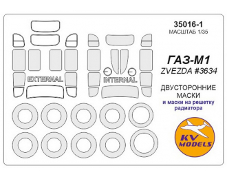 Маски окрасочные двусторонние для ГАС-М1 + маски на диски, колеса и решетку радиатора