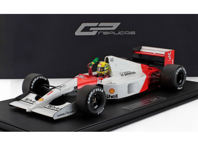 McLAREN F1 Mp4/6 Honda №1 World Champion Pole Position And Winner Brazilian Gp (with Pilot Figure + Arm & Flag Raised) (1991) Ayrton Senna, Red White