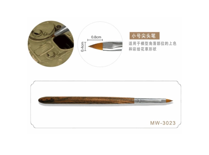 Плоская кисть М (волокно + соболиный волос, ручка из сандалового дерева)