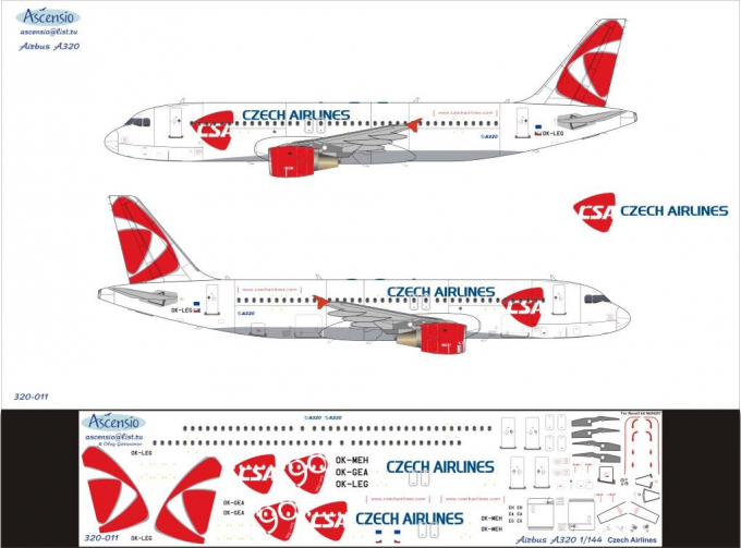 Декаль для airbu A320 (Cech Arlines New)