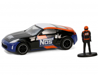 NISSAN 370z With Race Car Driver (2020), Black Blue Orange