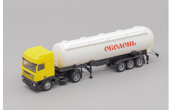 DAF 95 с полуприцепом цистерной "Оболонь", yellow / white / black