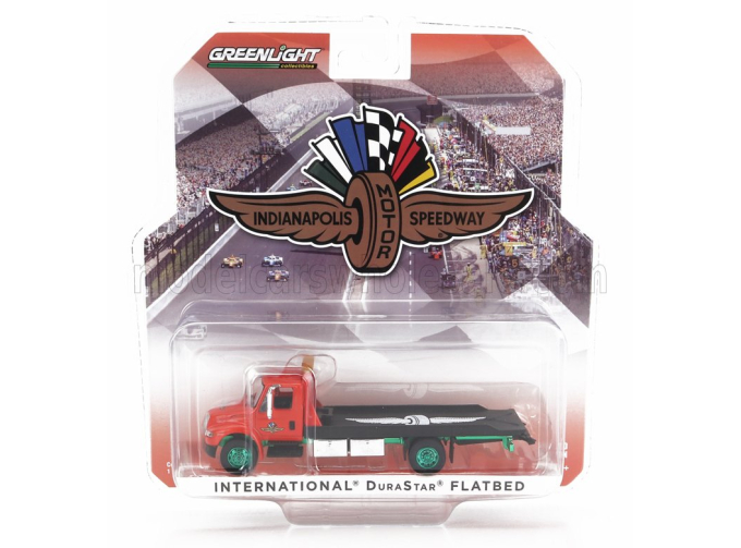 INTERNATIONAL Durastar 4400 Car Transporter Indianapolis Motor Speedway (2008) - Green Wheels, Red Black