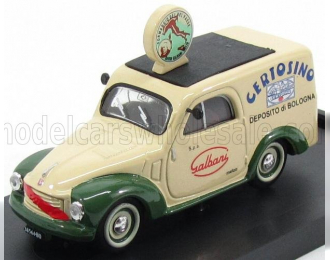 FIAT 500c Furgone Van Veicolo Commerciale Publicitaire Galbani Melzo Milano Deposito Di Bologna (1950), Cream Green