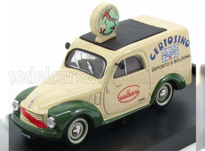 FIAT 500c Furgone Van Veicolo Commerciale Publicitaire Galbani Melzo Milano Deposito Di Bologna (1950), Cream Green