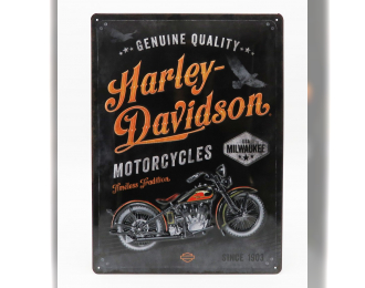 ACCESSORIES 3d Metal Plate - Harley Davidson Timeless Tradition, Black Orange