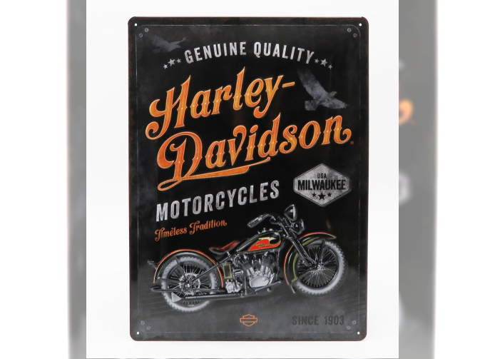 ACCESSORIES 3d Metal Plate - Harley Davidson Timeless Tradition, Black Orange