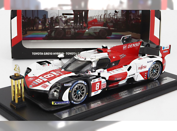 TOYOTA Gr010 3.5l Turbo Hybrid V6 Team Toyota Gazoo Racing №8 Winner 24h Le Mans (2022) With Trophy Sebastien Buemi - Brendon Hartley - Ryo Hirakawa, White Red