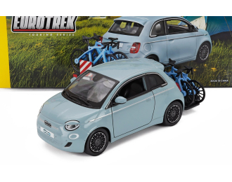 FIAT 500e Full Electric With Bicycle (2023), blue