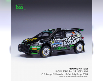 SKODA Fabia Rally2 Evo Team Tokspot Wrt №20 Rally Safari Kenya (2024) (snorkel) Oliver Solberg - Elliot Edmondson, Black White