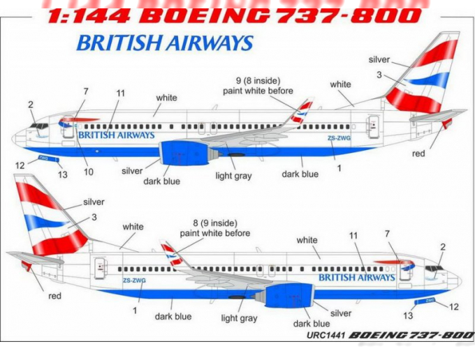 Декаль для Boeing 737-800 British Airways with full stencils