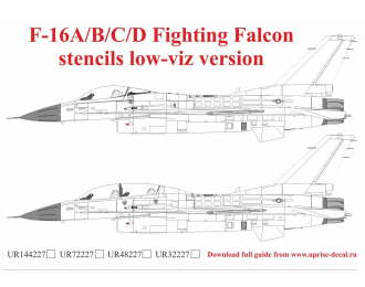 Декаль для F-16 Fighting Falcon Low-Viz, с тех. надписями