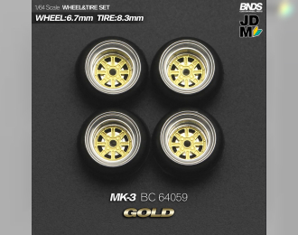 MK-3 Alloy Wheel & Rim set, gold/chrome