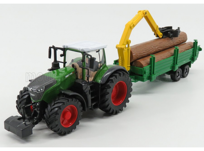 FENDT Vario 1000 Tractor With Trailer Trunk Transport (2016) - Trasporto Tronchi, Green Grey Wood