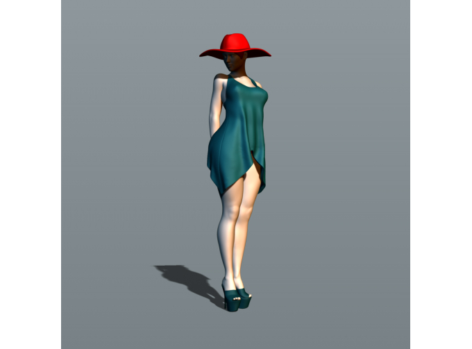 Фигура Купальщица в шляпе, окрашенная