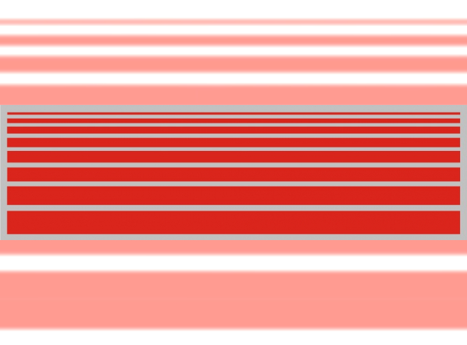 Декали Полосы цветовые красные, 194х55 мм. полосы 2,3,4,5,8,10 мм