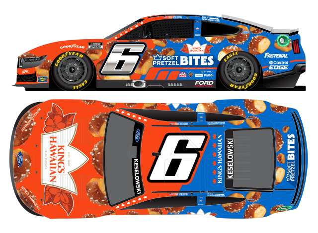 FORD Mustang #6 Brad Keselowski *King`s Hawaiian Soft Pretzel Bites * orange/blue 2024