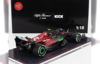 ALFA ROMEO F1 C43 Team Stake №24 Belgium Gp (2023) Zhou Guanyu - Con Vetrina - With Showcase, Black Red