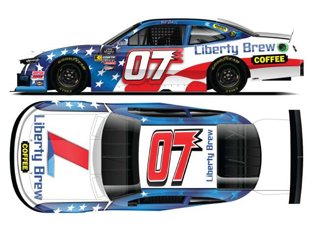 Chevrolet #7 Nick Leitz *Liberty Brew Coffee*, blue/red/white 2025