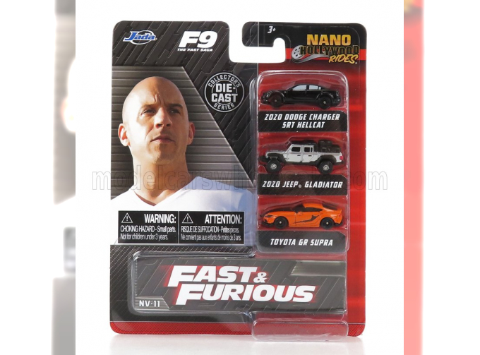 JEEP Set 3x Assortment Fast & Furious - Dodge Charger - Toyota Supra Gr - Jeep Gladiator, Various