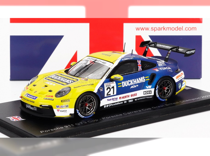 PORSCHE 911 992 Gt3 Cup №21 Porsche Carrera Cup British Champion (2023) Adam Smalley, Yellow Blue