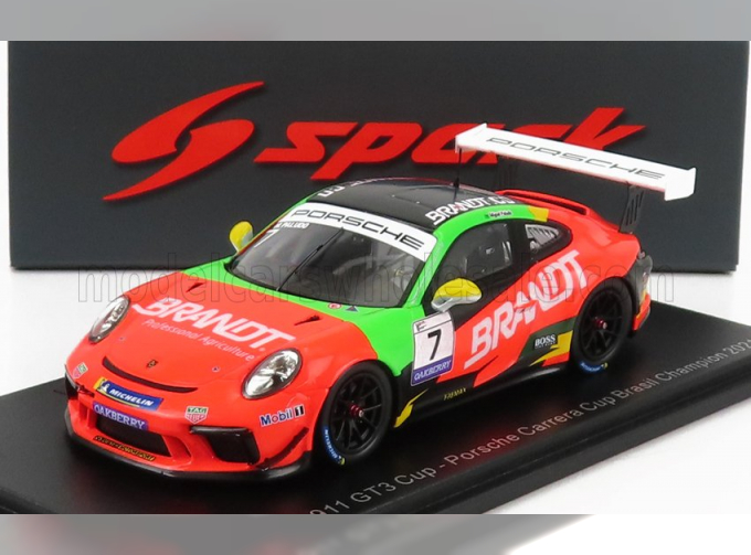 PORSCHE 911 991 Gt3 Cup N7 Porsche Carrera Cup Brazil Champion (2021) Miguel Paludo, Orange Green Black