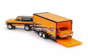 CHEVROLET Blazer K5 (1979) With Trailer Car Transporter + CHEVROLET Vega Coupe (1979) orange/black