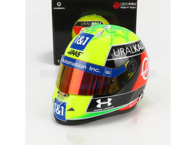 SCHUBERTH HELMET F1 Casco Helmet Vf-21 Team Uralkali N 47 Season (2021) Mick Schumacher, Green Red Black Yellow