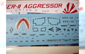 Декаль F-5F "Tiger-II" Aggressor squadron with stencils