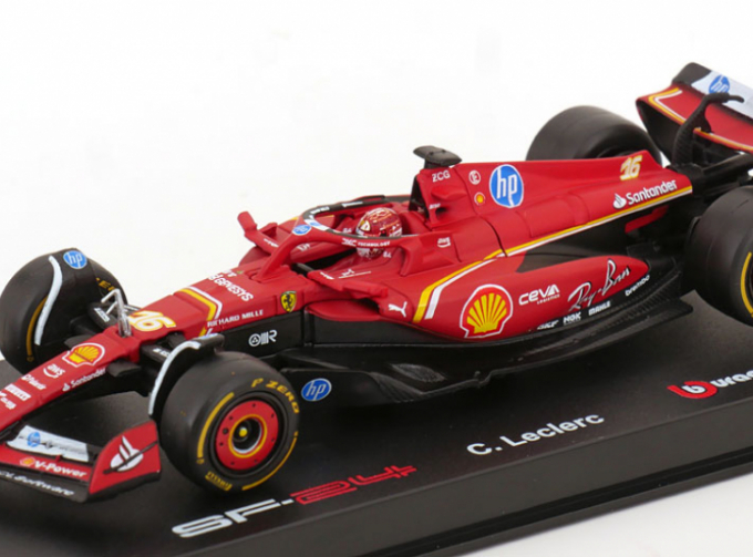 FERRARI F1 Sf-24 Team Scuderia Ferrari №16 Winner Monaco Gp (2024) Charles Leclerc - With Pilot And Showcase, Red Black