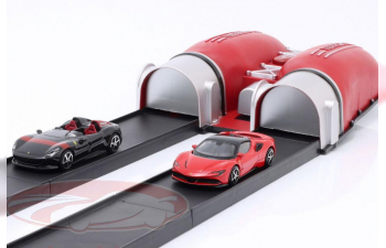 FERRARI автотрек с 2 гаражами, красный / черный