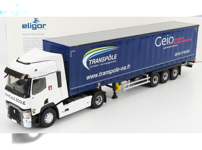 RENAULT T460 TRUCK TELONATO GEIQ TRANSPORTS (2016), WHITE BLUE