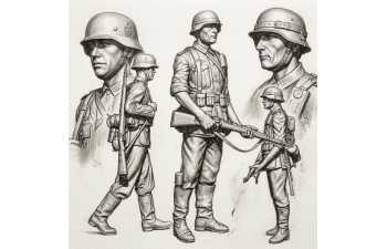 Фигурки Солдаты Вермахта 1939-1945, "Арт расчет#1" (не окрашеные)