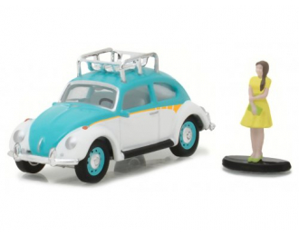 VOLKSWAGEN Beetle с фигуркой (1978) light blue / white