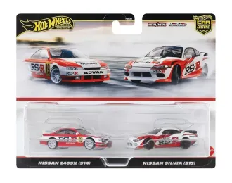 NISSAN Set 2x 240sx (s14) №19 Racing + Silvia (s15) Racing (1999), White Red
