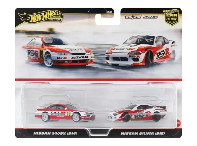 NISSAN Set 2x 240sx (s14) №19 Racing + Silvia (s15) Racing (1999), White Red
