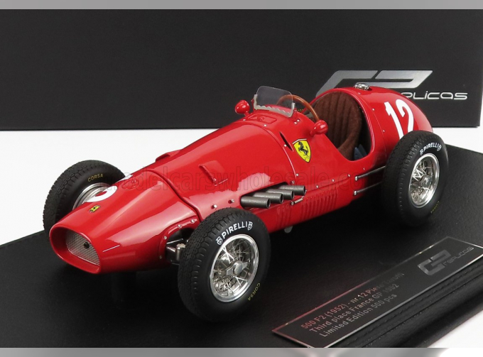 FERRARI F1 500 F2 Scuderia Ferrari N 12 3rd France Gp 1952 Piero Taruffi - Con Vetrina - With Showcase, Red