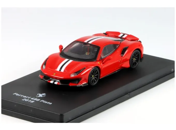 FERRARI 488 Pista (2018) - Con Vetrina - With Showcase, Rosso Corsa 322 - Red