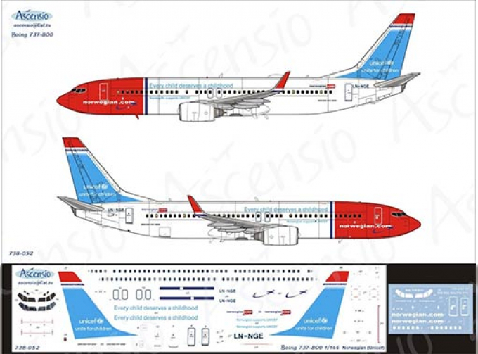 Декаль на самолет Boeing 737-800 Norwegian (Unicef)