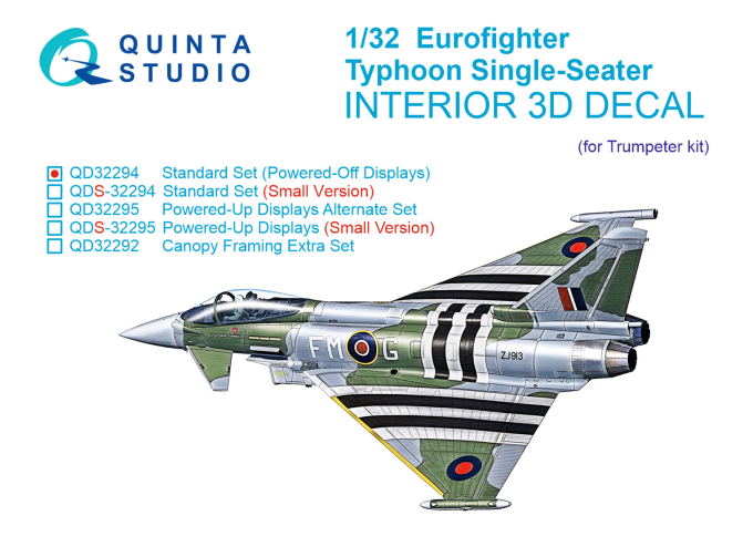 3D Декаль интерьера кабины Eurofighter Typhoon EF-2000/2000A Одноместный (Trumpeter)