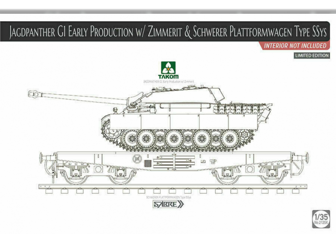 Сборная модель Jagdpanther G1 Early Production w/Zimmerit & Schwerer PlatformwagenType Ssys
