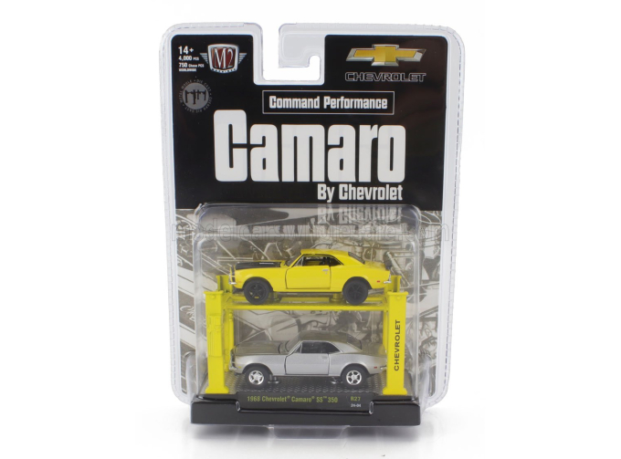 CHEVROLET 2x Camaro Ss 350 Coupe (1968) - Garage Set Officina - Ponte Sollevatore Auto - Four Post Lift, Yellow Silver
