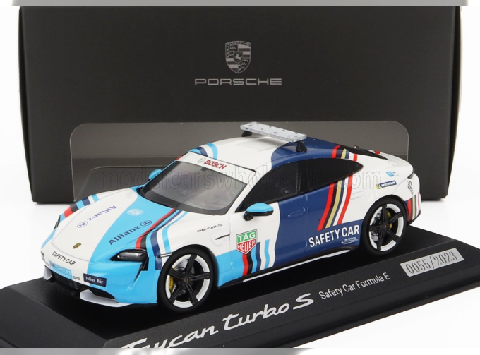 PORSCHE Taycan Turbo S (2019) Safety Car Formula-e (2023), White Blue