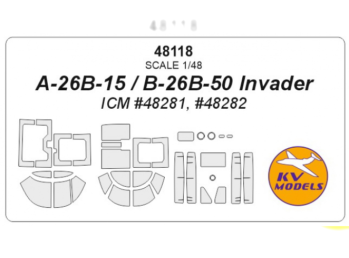 Набор масок окрасочных A-26B-15 / B-26B-50 Invader (ICM #48281, #48282) + wheels masks