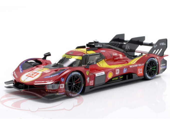 FERRARI 499P 3.0L Turbo V6 #51 Pier Guidi/Calado/Giovinazzi 3rd 24h Le Mans (2025), red/yellow