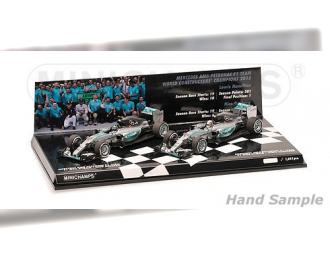 2-CAR SET - MERCEDES AMG PETRONAS FORMULA ONE TEAM - CONSTRUCTOR WORLD CHAMPION 2015 - F1 W06 HYBRID